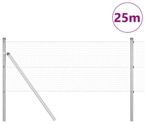 Conjunto de Poste de Cerca Conjunto de 2 Aço galvanizado 25 x 0,5 m