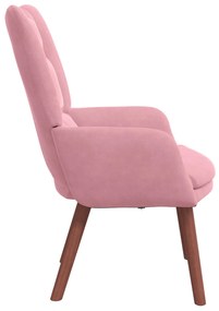 Poltrona Relaxante em Veludo Rosa