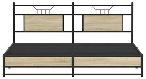 Estrutura de cama sem colchão 183x213cm metal carvalho sonoma
