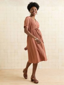 Vestido de gravidez e amamentação fluido terracota