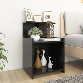 vidaXL Mesa de cabeceira 40x35x60 cm contraplacado preto brilhante