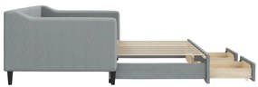 Sofá-cama c/ gavetão e gavetas 90x190 cm tecido cinzento-claro