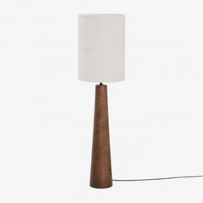 Luminária De Chão Em Madeira De Manga Malva ↑70 Cm & Gardénia Branca 30 Cm Olinda - Sklum