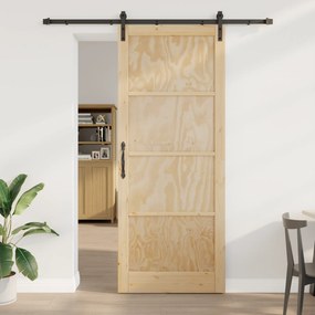 Porta Deslizante com Conjunto de Ferragens 93x232 cm Madeira Sólida de