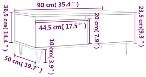 Mesa de centro 90x50x36,5 cm derivados de madeira branco