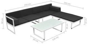 4 pcs conjunto lounge p/ jardim com almofadas alumínio preto