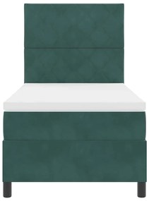 Cama Box Spring vidaXL com Colchão e LED Verde Escuro 100x200 cm Velud