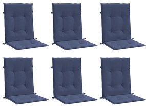 Almofadões p/ cadeira de encosto baixo 6pcs tecido azul-marinho