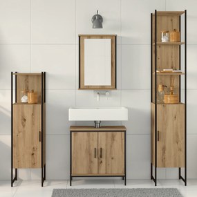 Conjunto de Mobiliário para Banheiro de 4 Peças em Carvalho Artisan e