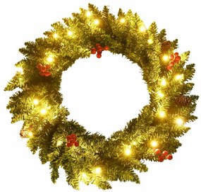 Árvores Natal artificiais 2pcs c/ coroa de Natal/grinalda/LEDs