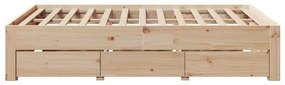 Cama sem colchão com gavetas 140x200 cm madeira de pinho maciça
