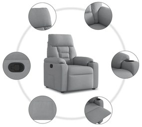 Poltrona reclinável tecido cinzento-claro