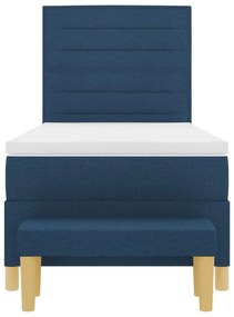 Cama Box Spring com Colchão e Banco Azul 90x200 cm Tecido