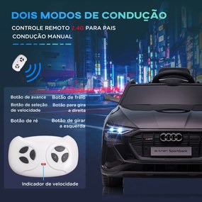 HOMCOM Carro Elétrico Audi E-Tron 12V para Crianças acima de 3 Anos co