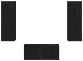 Conjunto de Estante para TV vidaXL de 4 Peças Carvalho Preto Madeira E