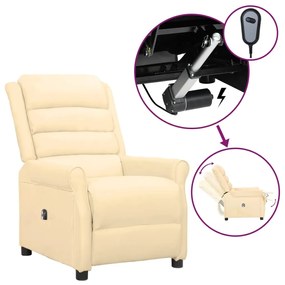 vidaXL Poltrona reclinável elétrica couro artificial cor creme