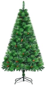 HOMCOM Árvore de Natal 180 cm Artificial com 782 Ramos 56 Pinhas Folhas de PVC Base Dobrável e Suporte Metálico Verde | Aosom Portugal