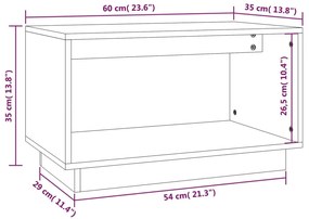 Móvel de TV 60x35x35 cm madeira de pinho maciça cinza