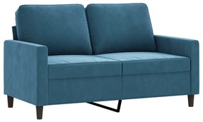 2 pcs conjunto de sofás com almofadões veludo azul