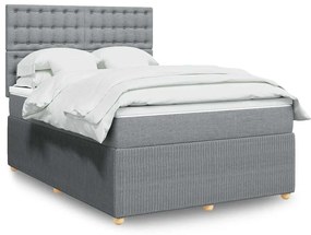 vidaXL Cama com molas/colchão 160x200 cm tecido cinzento-claro