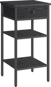 Mesa de cabeçeira com uma gaveta e 2 compartimentos abertos 35 x 35 x 70 cm Preta