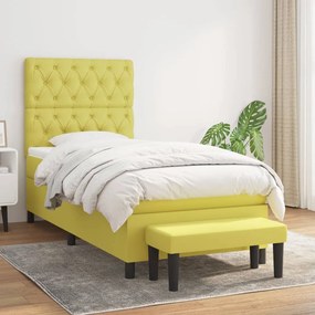 vidaXL Cama com molas/colchão 80x200 cm tecido verde-claro