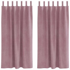 Cortinas Blackout vidaXL com Laços para Pendurar 2 pcs em Veludo Rosa