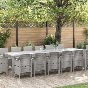 vidaXL Conjunto de Jantar de Jardim de 15 Peças com Almofadas em Rattan Sintético Cinza Claro
