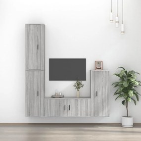 vidaXL Conjunto móveis de TV 4 pcs madeira processada sonoma cinza