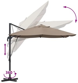Guarda-Sol Cantilever Roma Taupe 352x251x260 cm de Alumínio