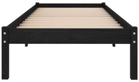 Estrutura de cama 100x200 cm madeira pinho maciço preto