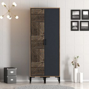 Roupeiro Kumsal PS – Nogueira e Antracite – 80x47,5x201,4 cm