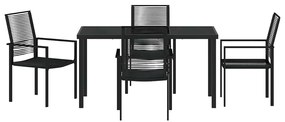 Conjunto de jantar de jardim 5 peças - Preto, PVC Rattan