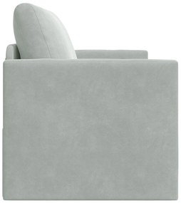 Sofá Cama de Chão 2-em-1 Cinza Claro 124x204x61 cm Veludo