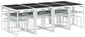 13 pcs conj. de jantar p/ jardim c/ almofadões textilene branco