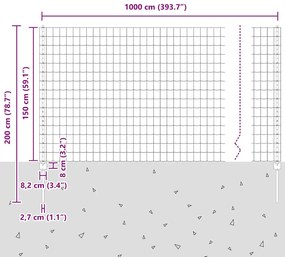 Cercas Euro com 10 Postes Prata 1,5x10 m Aço