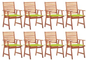 vidaXL Cadeiras de jantar p/ jardim 8 pcs c/ almofadões acácia maciça