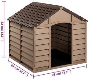 Casota para cães 86x84x82 cm polipropileno castanho