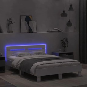 Estrutura de cama com cabeceira e luzes LED 120x200 cm branco