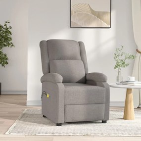 vidaXL Poltrona de massagens elétrica reclinável tecido cinza-acast.