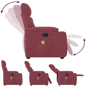 Poltrona de massagens reclinável tecido vermelho tinto