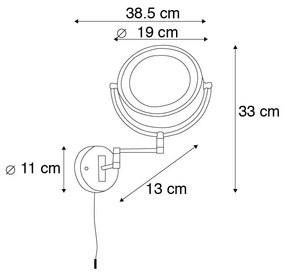 Espelho de parede design preto com LED ajustável IP44 com puxador - Vicino Moderno