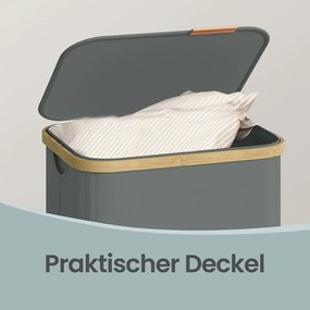 Cesto de roupa suja com tampa, 100L, 42 x 32 x 75 cm Cinzento