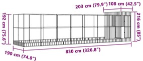 Aviário com extensão 830x203x216 cm aço prateado