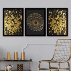 Pintura Decorativa em Moldura 3SC53 – Multicolor – 35 x 45 cm (3 Peças