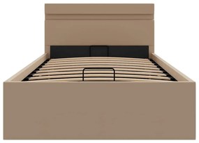 Cama hidrául. arrumação e LED 100x200cm couro artif. cappuccino