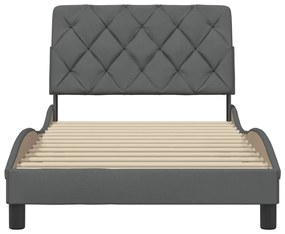 Estrutura de cama sem colchão 100x200 cm tecido cinzento-escuro
