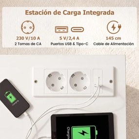 Secretária de canto em L com estação de carregamento 150 x 150 x 76 cm, prateleiras abertas, portas e estante de 2 níveis – para trabalho, jogos e est