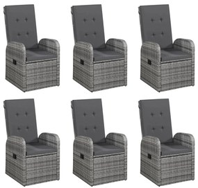 7 pcs conjunto de jantar de jardim cinzento