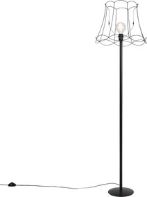 Candeeiro de pé preto com abajur de armação Granny preto 45 cm - Simplo